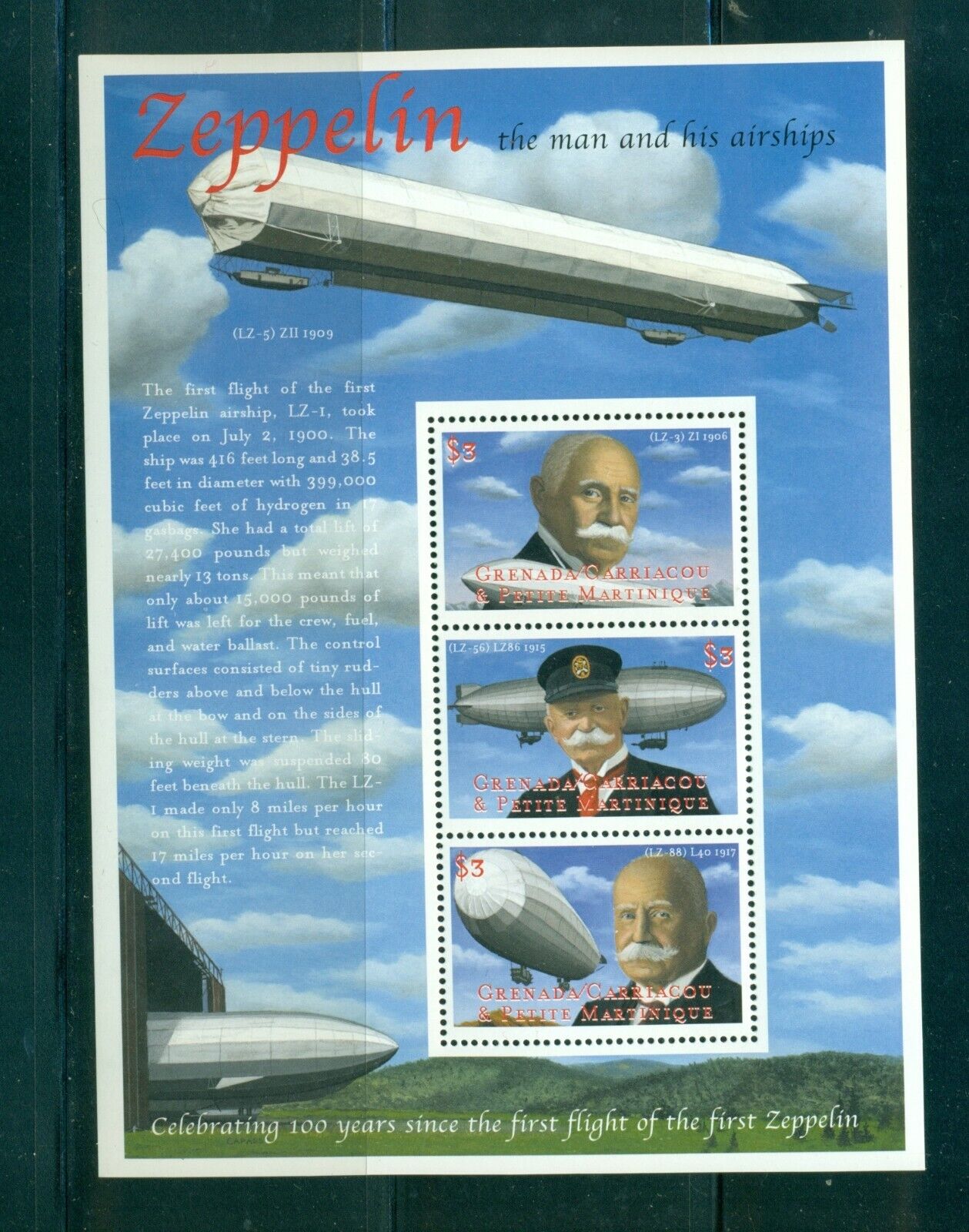 Grenada - Grenadines #2185 (2000 Zeppelin Sheet) Vfmnh Cv $6.75