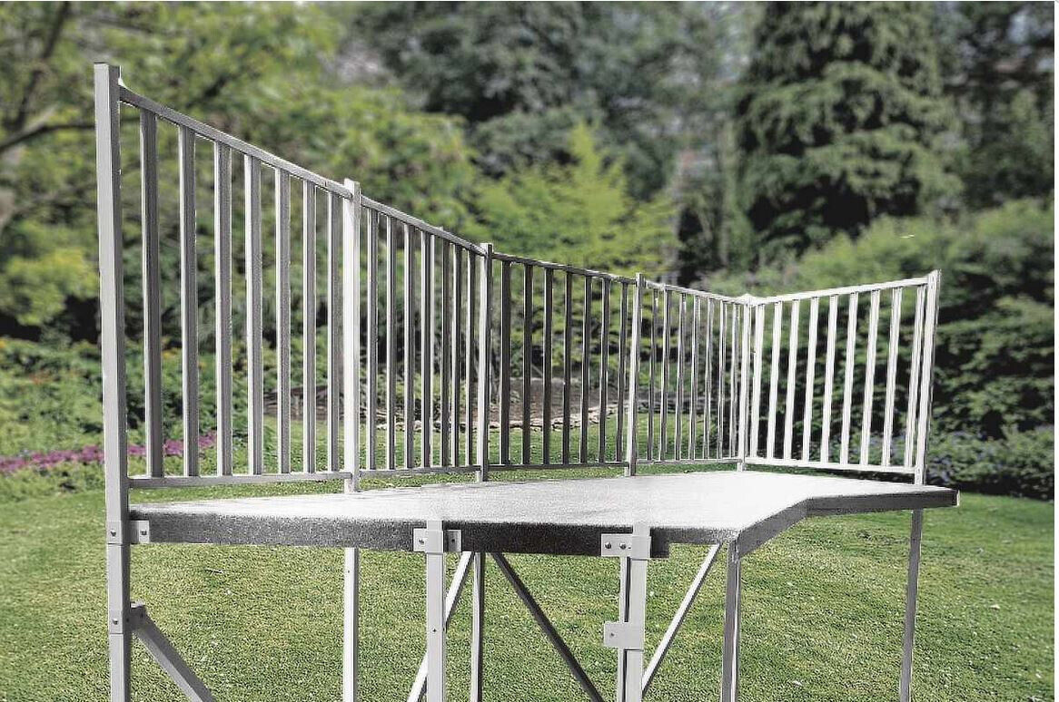 5 Foot Wide By 18 Foot Long Aluminum Swimming Pool Deck With Railings & Ladders