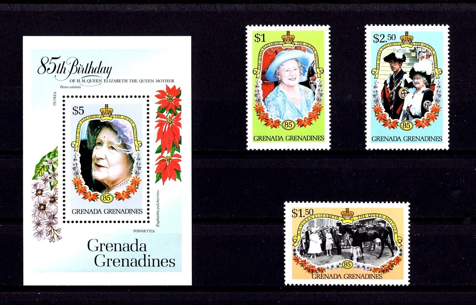 Grenada Gr - 1985 - Queen Mother - 85th Birthday - Mint - Mnh Set + S/sheet!