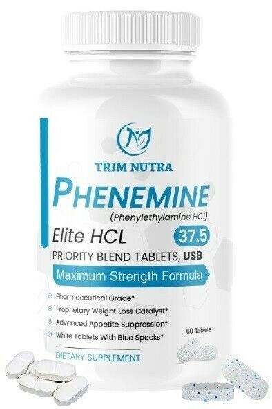 Phenemine Elite Best 37.5 P White/blue Tabs Slimming Diet Pills That Work 375 P