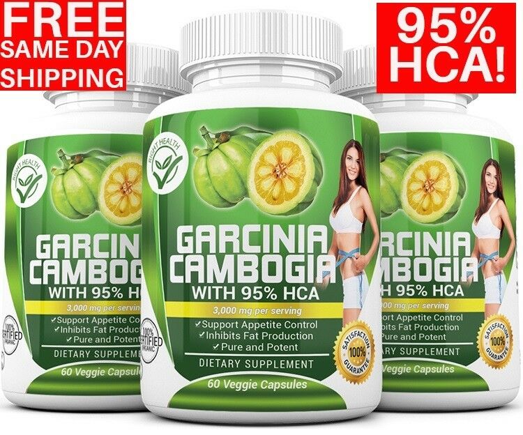 3 X Bottles 180 Capsules 3000mg Daily Garcinia Cambogia Hca 95% Weight Loss Diet