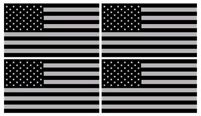 4 American Flag 1" X 2" Small Black Grey Vinyl Stickers