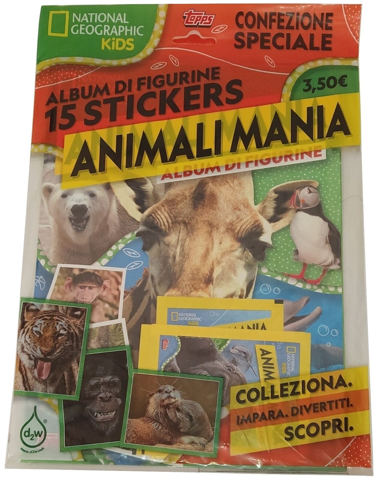 Animali Mania Empty Album + 3 Stickers Packs Topps Italy