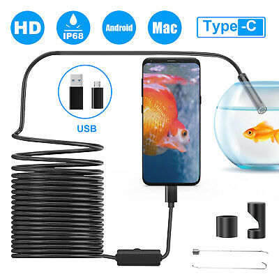 5m 8led Endoscope Borescope Inspection Snake Camera Usb C Waterproof For Android