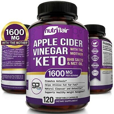 ☀ Raw Apple Cider Vinegar Capsules With Mother + Keto Diet Pills Go Bhb Salts