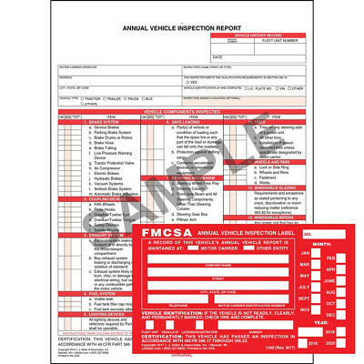 20 Annual Vehicle Inspection Stickers & 20 Inspection Reports (3-ply Carbonless)