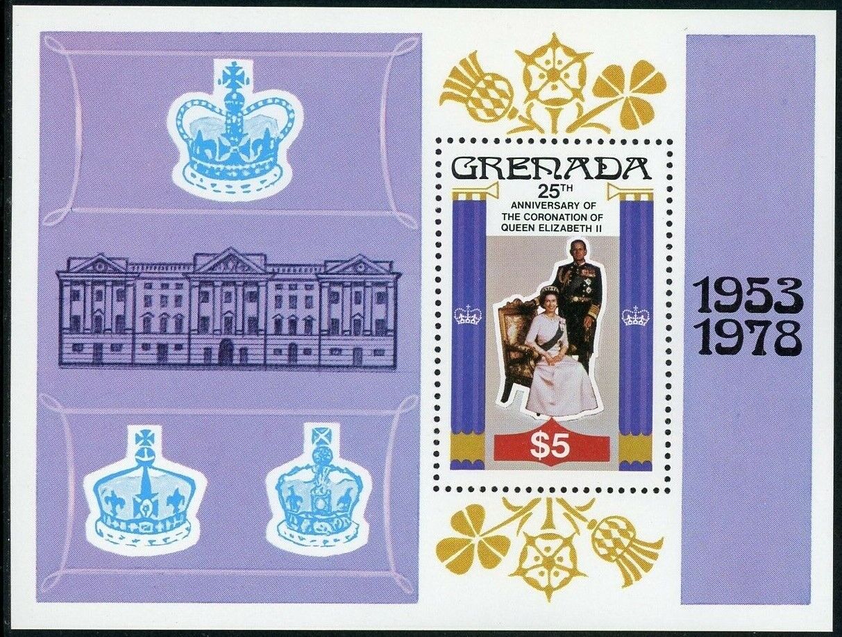 Grenada Queen Elizabeth Ii Coronation 25th Anniversary S/sheet Sc #876 Mnh 1978