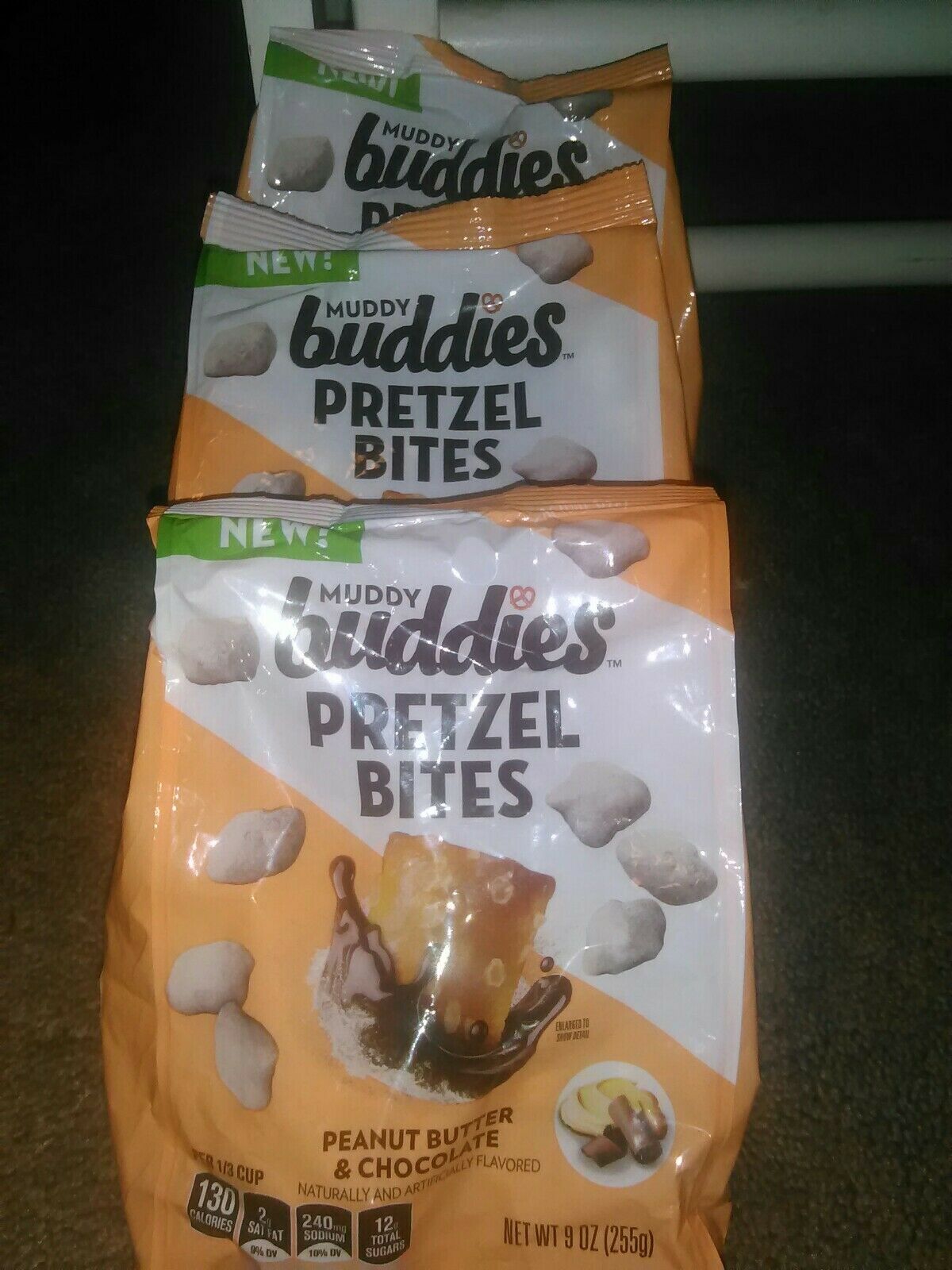 (3) Muddy Buddies Pretzel Bites * Peanut Butter & Chocolate 8 Oz. Per 8/26/2021