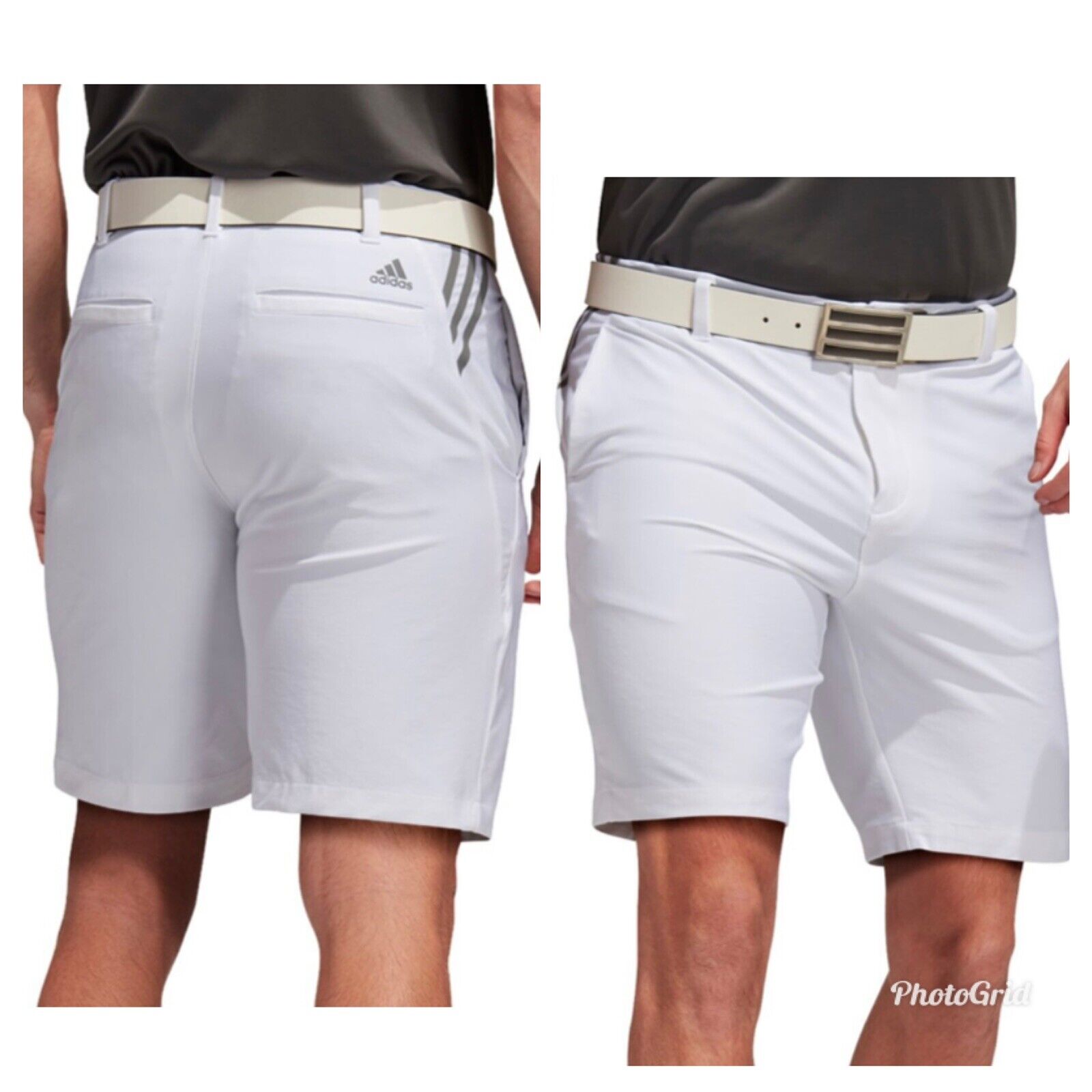 Adidas Golf Men's Standard Ultimate 3 Stripe  Shorts - White - Choose Size