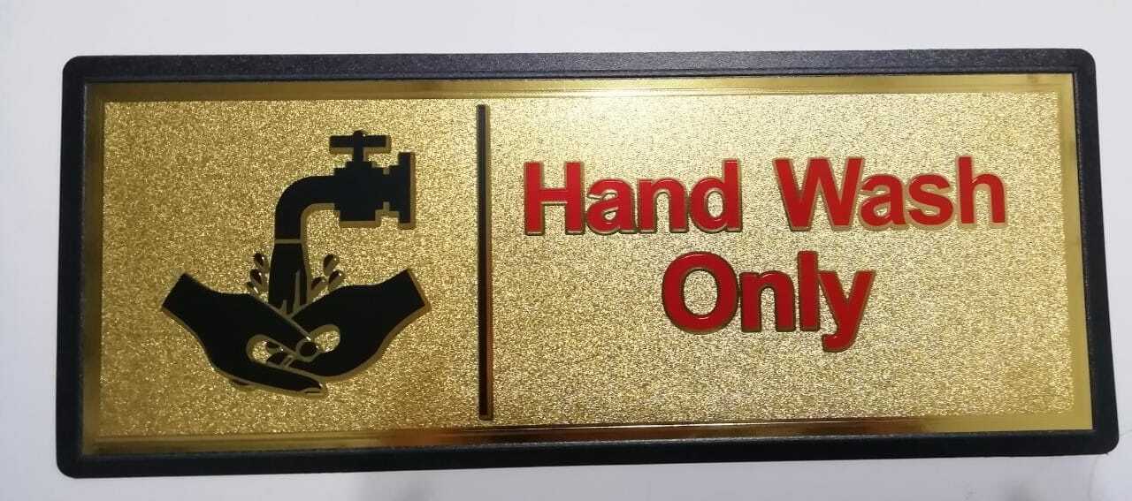 High Quality Hand Wash Sign Plastic Italo Gold Background Re - Useable Sticker