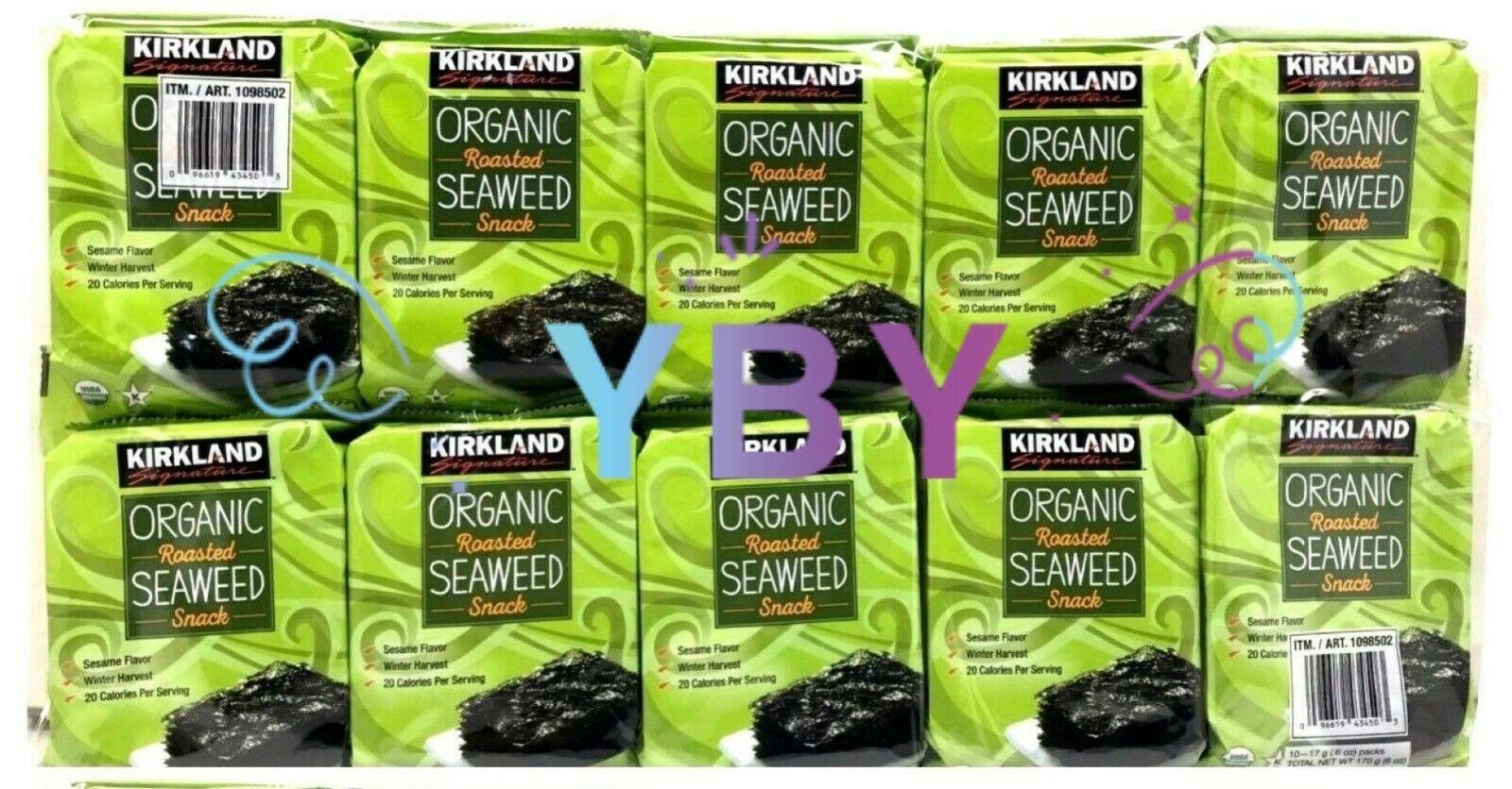 Kirkland Signature Organic Roasted Seaweed Snack 10*0.6 Oz Each Pack