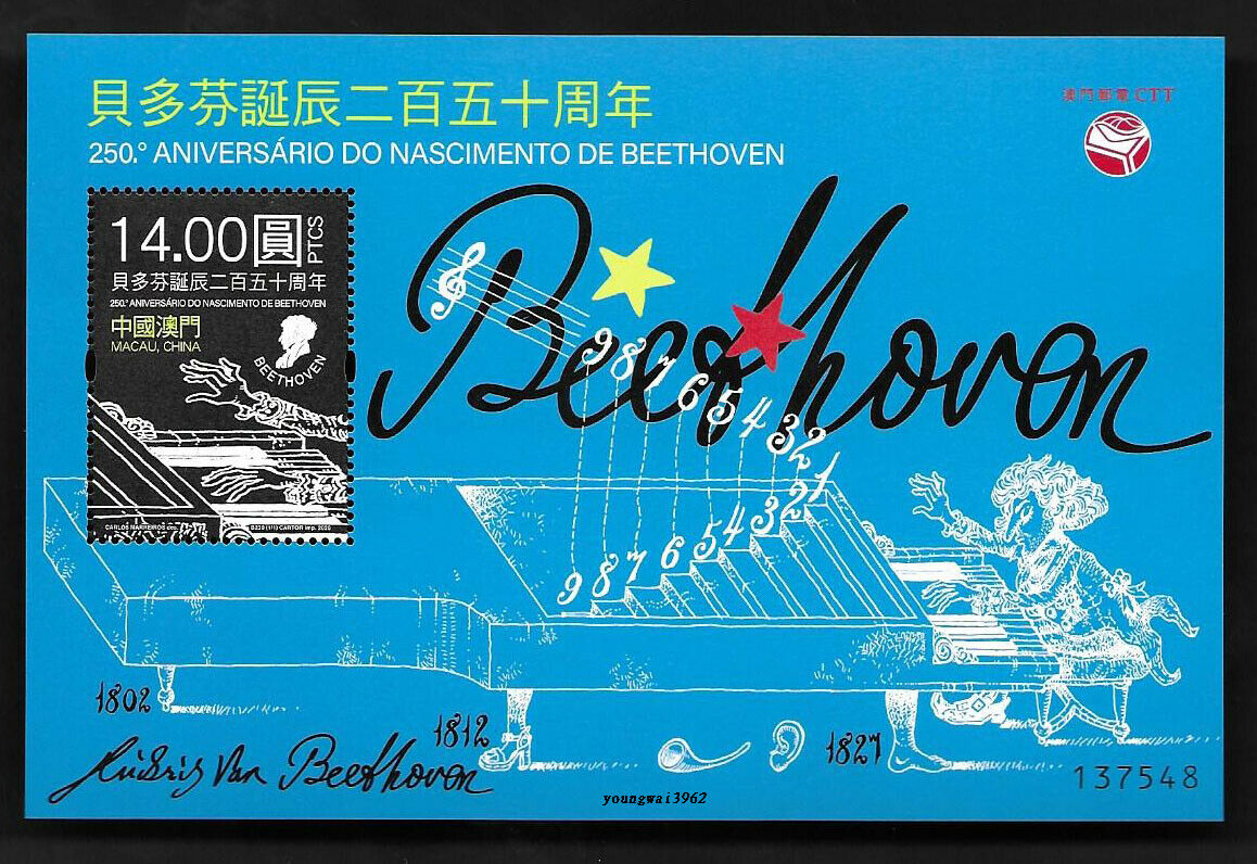 Macau, China 2020 250th Birth Of The Beethoven S/s B230 貝多芬誕辰二百五十周年
