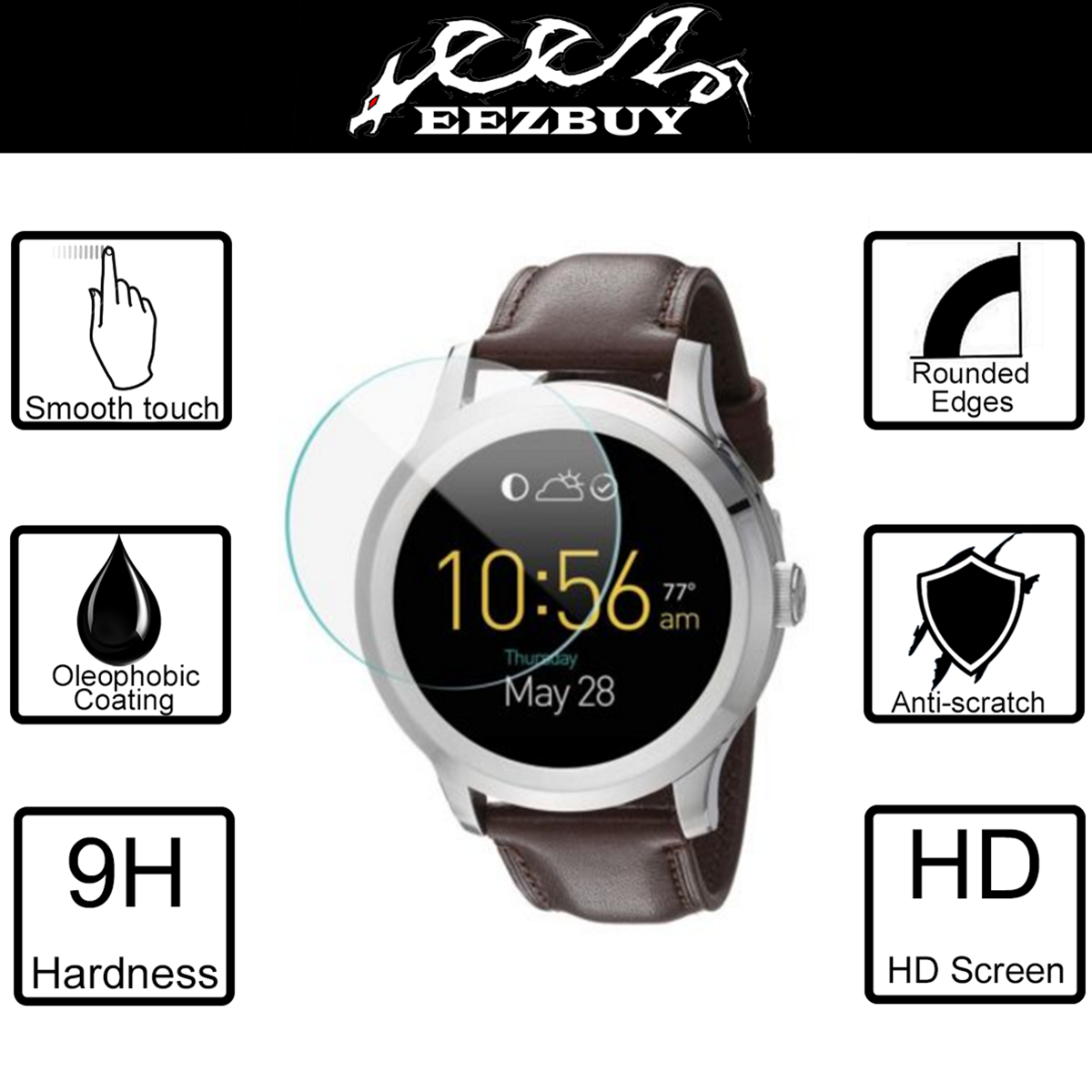 Glass Screen Protector Saver For Fossil Q Founder 2nd Gen Smartwatch