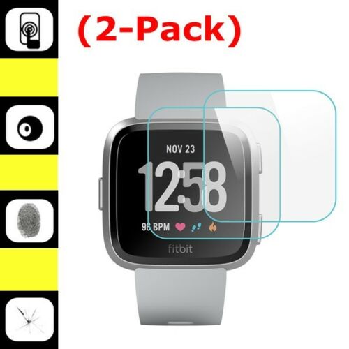 2-pack Premium Tempered Glass Screen Protector Guard Saver For Fitbit Versa