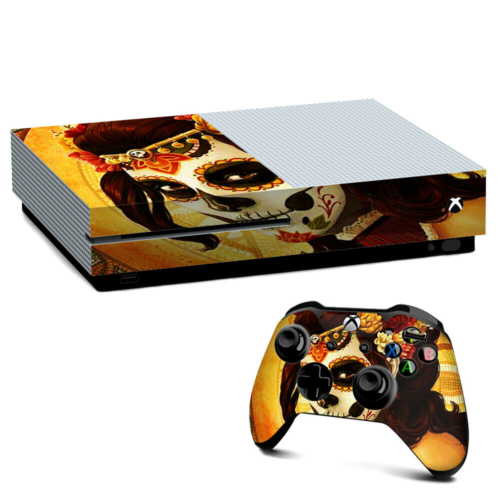 Xbox One S Console Skins Decal Wrap Only Skull Girl Dia De Los Muertos Paint